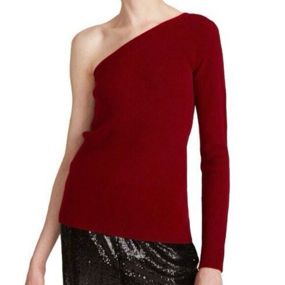 Halston AJ Garnet Wool/Cashmere Blend One Shoulder Sweater NWT Size Extra Large - Picture 1 of 7